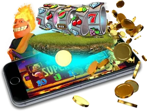 Mobile Slot Game Jackpot Win PNG Image