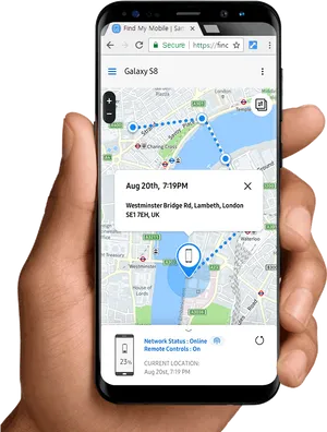 Mobile Tracking App Screen In Hand PNG Image