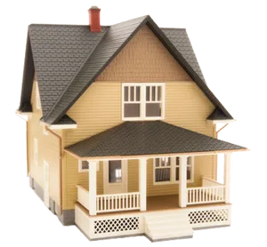 Model Yellow Housewith Porch PNG Image