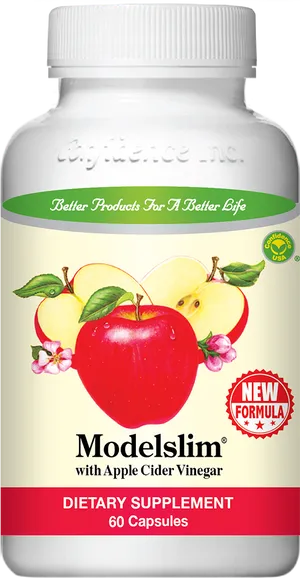 Modelslim Apple Cider Vinegar Supplement Bottle PNG Image