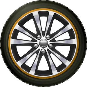 Modern Alloy Wheeland Tire PNG Image