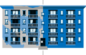 Modern Apartment Building Facade PNG image with transparent background