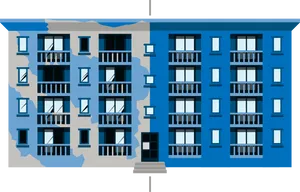 Modern Apartment Building Facade PNG Image