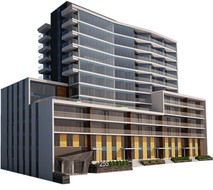 Modern Apartment Complex Rendering PNG image with transparent background