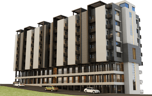 Modern Apartment Complex Rendering PNG image with transparent background