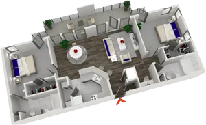 Modern Apartment3 D Floor Plan PNG Image