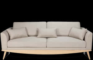 Modern Beige Couch Black Background PNG image with transparent background