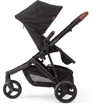 Modern Black Baby Stroller PNG image with transparent background