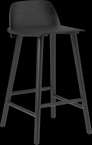 Modern Black Bar Stool PNG image with transparent background