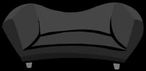 Modern Black Couch Vector PNG image with transparent background