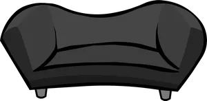 Modern Black Couch Vector PNG Image