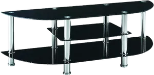 Modern Black Glass T V Stand PNG Image