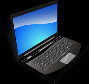 Modern Black Laptop Illustration PNG image with transparent background