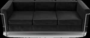 Modern Black Leather Couch PNG image with transparent background
