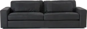 Modern Black Leather Sofa PNG Image