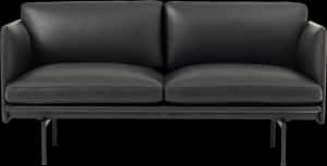 Modern Black Leather Sofa PNG image with transparent background