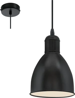 Modern Black Pendant Light PNG Image