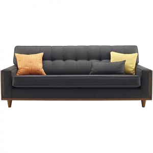 Modern Black Sofa With Cushions PNG Image