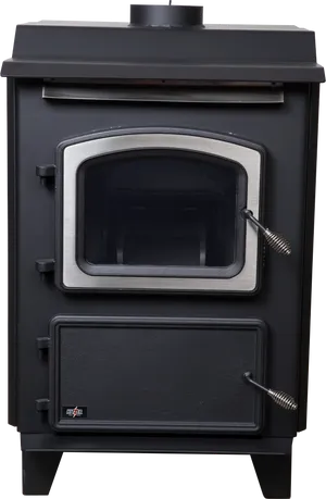 Modern Black Wood Burning Stove PNG Image