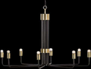 Modern Blackand Gold Chandelier PNG image with transparent background