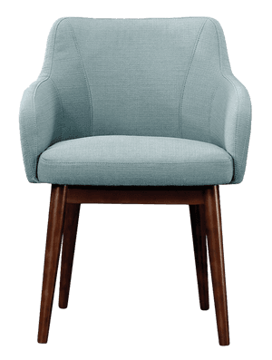 Modern Blue Armchair Wooden Legs PNG image with transparent background