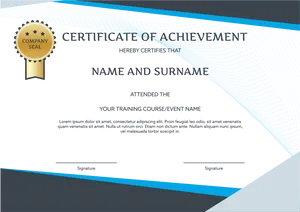 Modern Blue Certificateof Achievement Template PNG Image