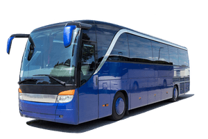 Modern Blue Coach Bus PNG image with transparent background