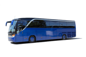 Modern Blue Coach Bus PNG image with transparent background
