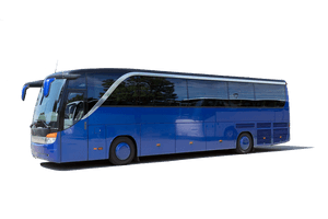 Modern Blue Coach Bus PNG image with transparent background
