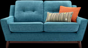 Modern Blue Loveseat With Cushions.jpg PNG image with transparent background