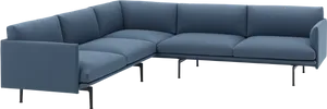 Modern Blue Sectional Sofa PNG Image