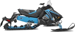 Modern Blue Snowmobile Profile View PNG Image