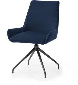 Modern Blue Velvet Office Chair PNG Image