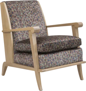 Modern Club Chair With Patterned Upholstery PNG Image