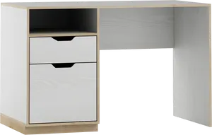 Modern Computer Deskwith Drawers PNG Image