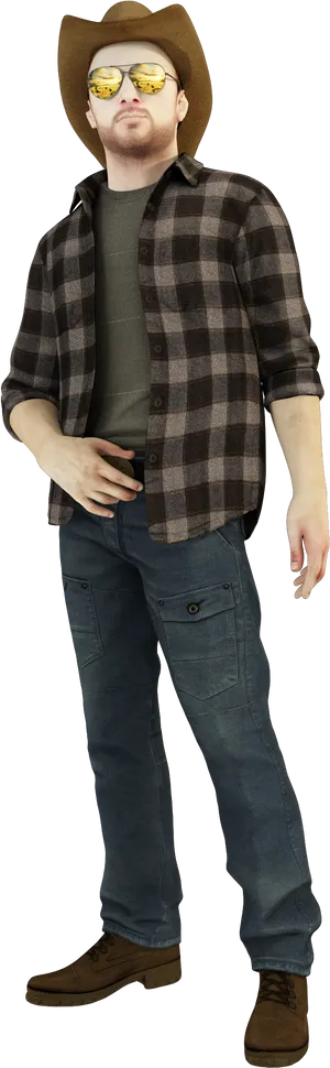 Modern Cowboy Casual Attire PNG Image