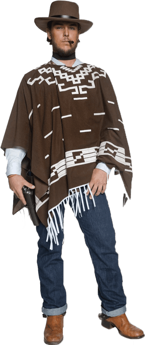 Modern Cowboy Poncho Style PNG image with transparent background