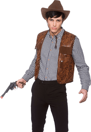 Modern Cowboy Pose With Gun.png PNG image with transparent background