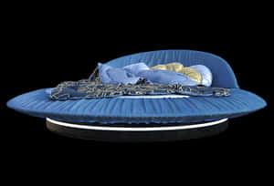Modern Design Round Bed Blue PNG with transparent background