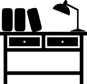 Modern Desk Setup Silhouette PNG Image