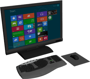 Modern Desktop Setupwith Windows8 PNG image with transparent background