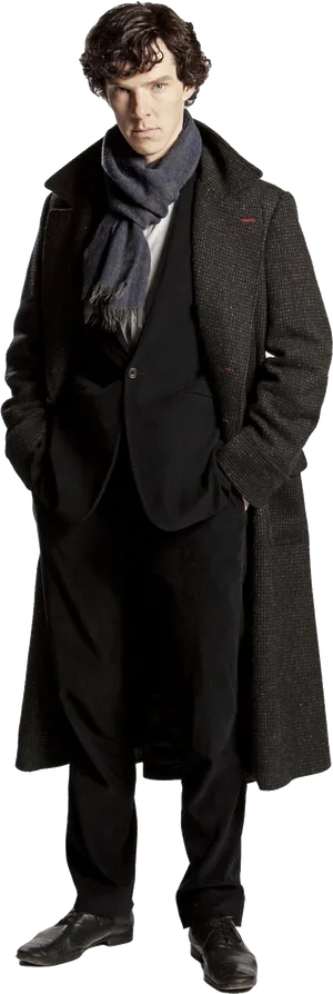 Modern Detective Standing Pose PNG Image