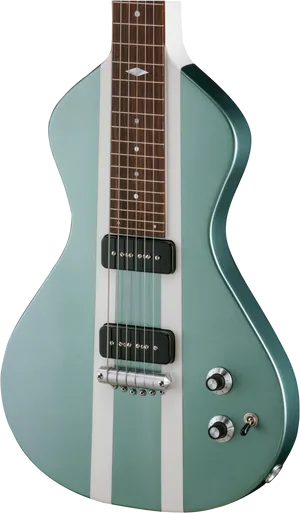 Modern Electric Guitar Green White Stripes PNG Image