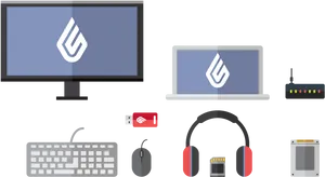 Modern Electronics Devices Setup PNG Image