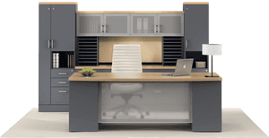 A Modern Office Setup - Modern Office Cabinet Design, HD Png Download PNG image with transparent background