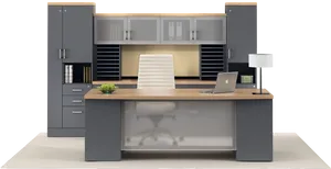 Modern Executive Office Setup PNG Image