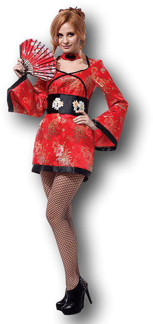Modern Geishawith Fan PNG with transparent background