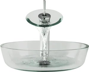 Modern Glass Basin Waterfall Tap PNG Image