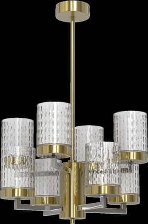 Modern Gold Chandelier Design PNG image with transparent background