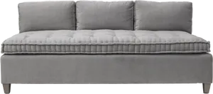 Modern Gray Couch Side View PNG Image